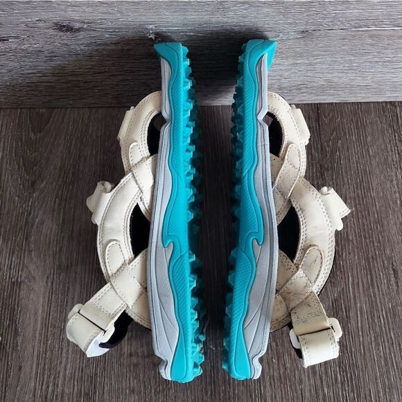 Crocs XTG LoPro Golf Sandal Women's 10 Cream Leather, Gray & Blue Shoes - Picture 6 of 9